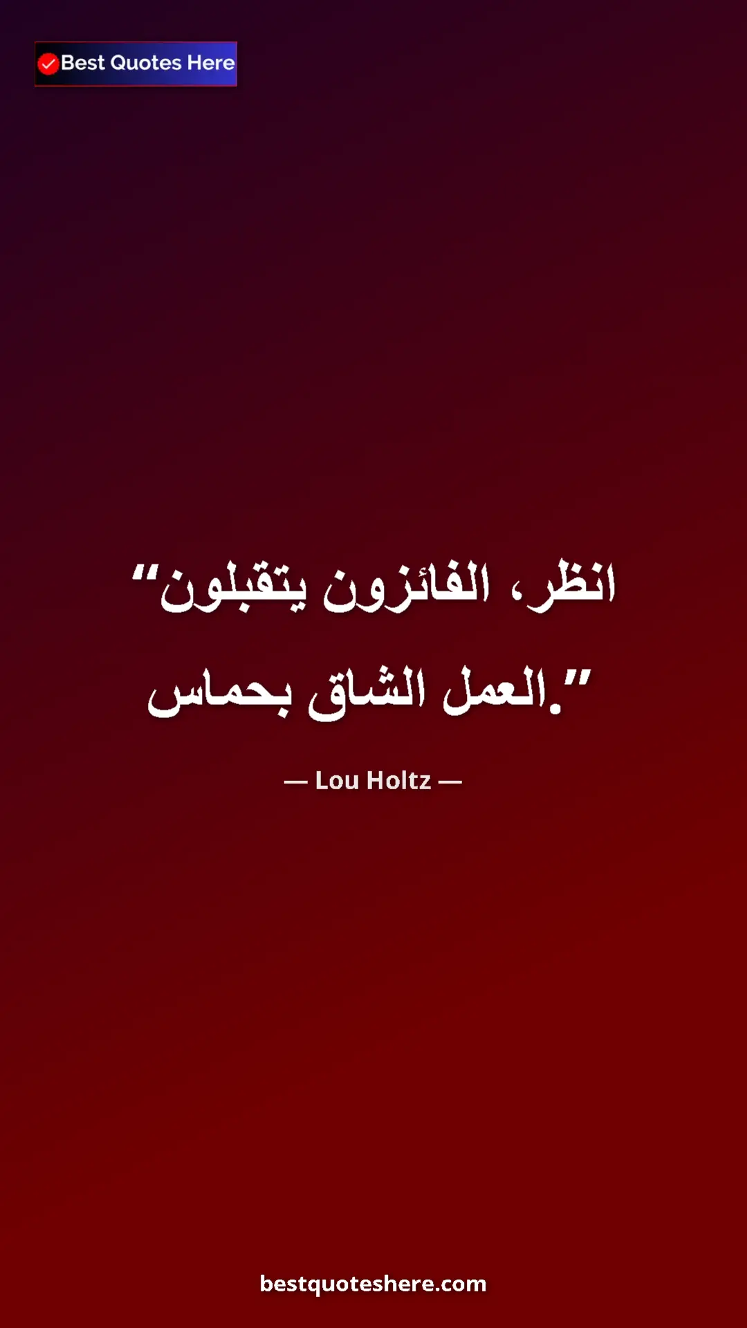 Pinterest quote poster by Lou Holtz: "See, winners embrace hard work."