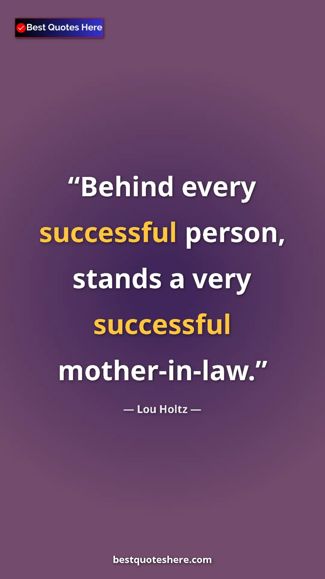 Pinterest quote poster by Lou Holtz: "Behind every successful person, stands a very successful..."