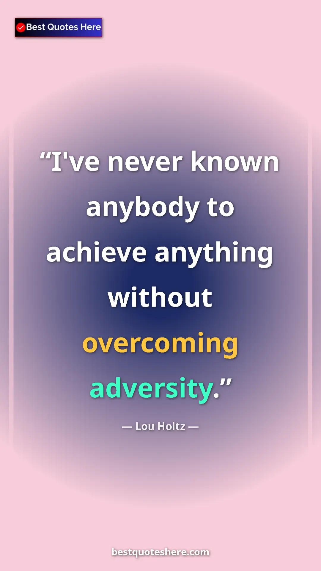Pinterest quote poster by Lou Holtz: "I've never known anybody to achieve anything without..."