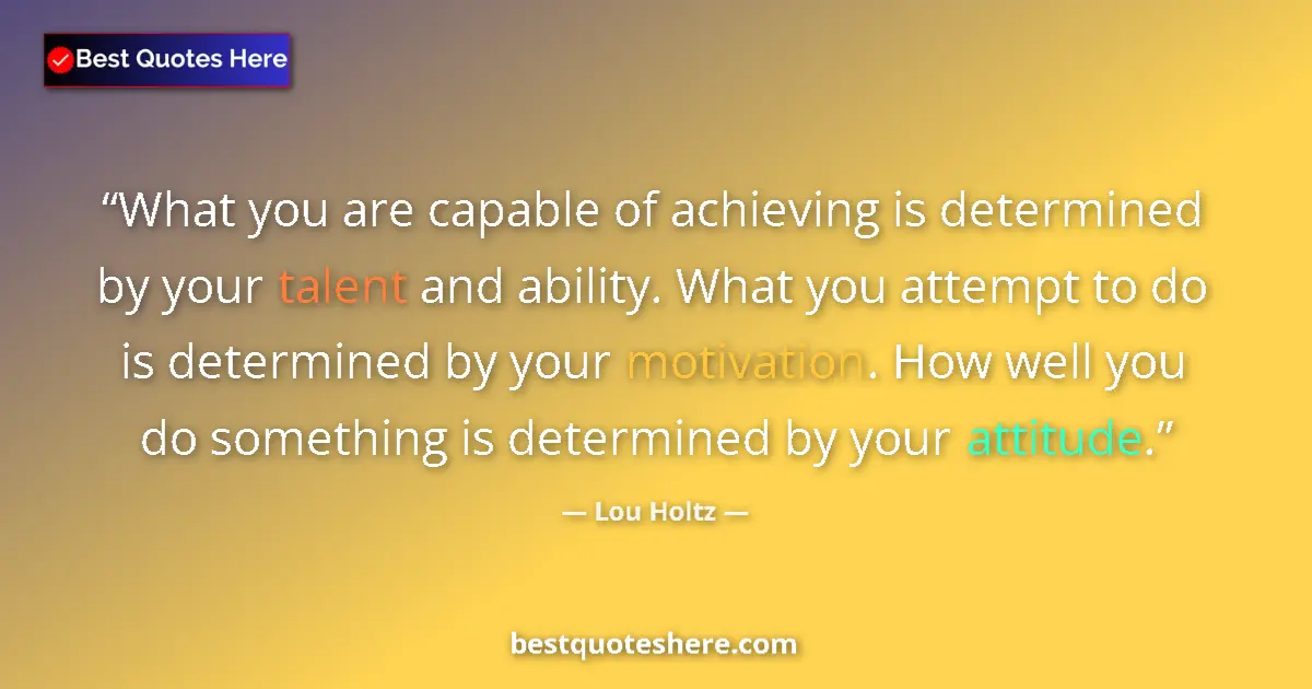 Quote by Lou Holtz: What you are capable of achieving is determined by your talent and ability. What you attempt to do i...