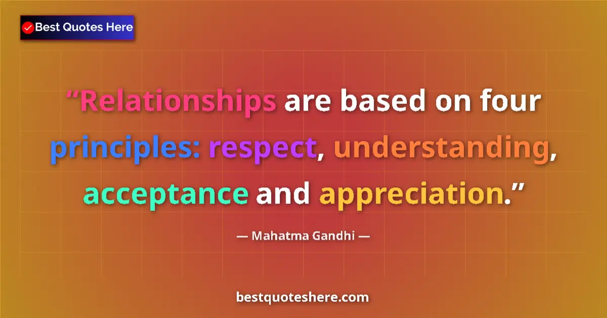 Mahatma Gandhi quote: "Relationships are based on four principles: respect,..."