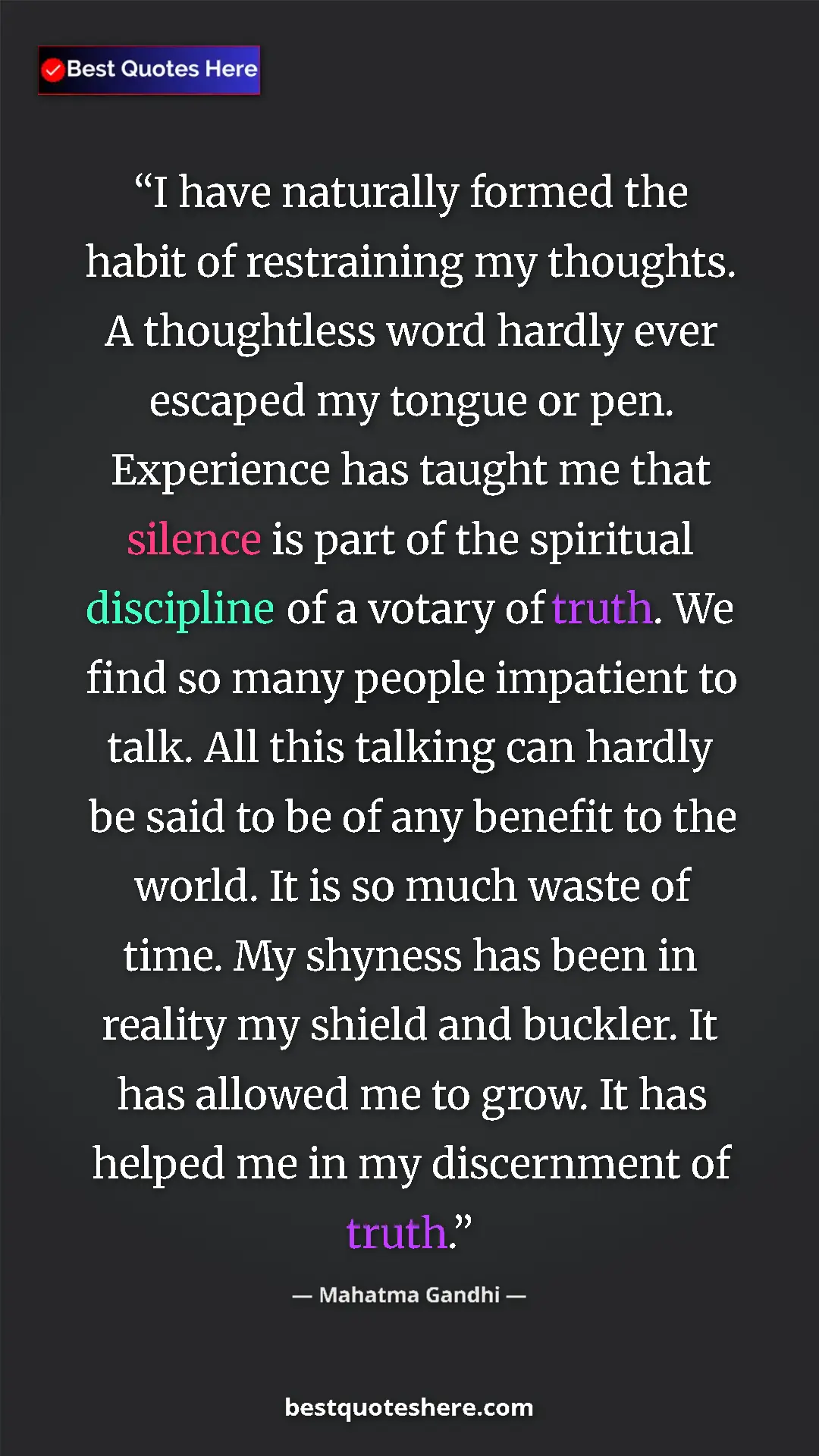 Pinterest quote poster by Mahatma Gandhi: "I have naturally formed the habit of restraining my..."