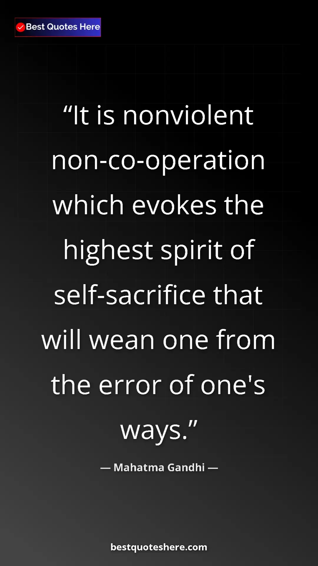 Pinterest quote poster by Mahatma Gandhi: "It is nonviolent non-co-operation which evokes the highest..."