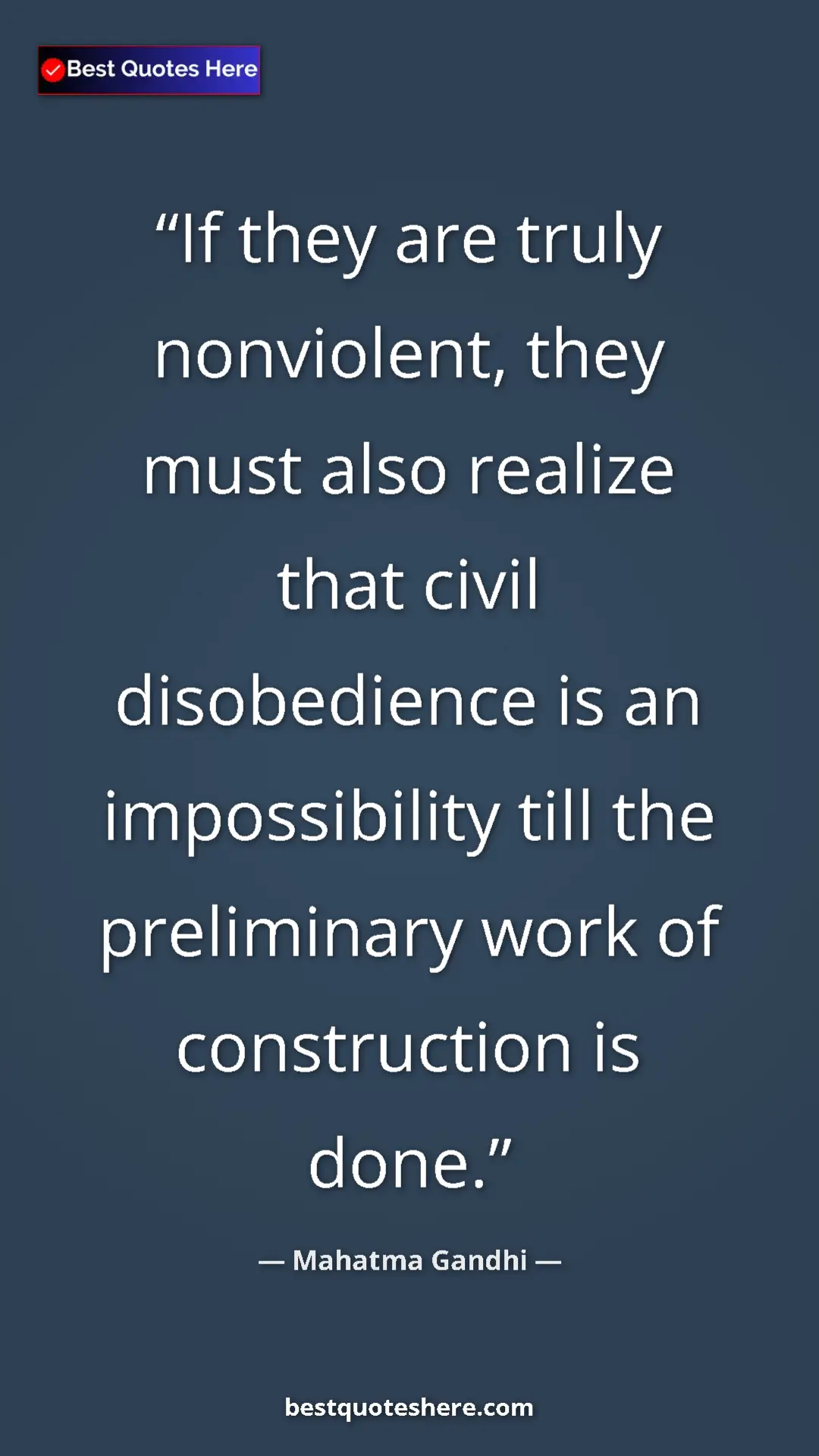 Pinterest quote poster by Mahatma Gandhi: "If they are truly nonviolent, they must also realize that..."