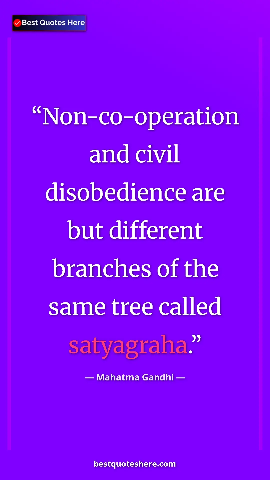 Pinterest quote poster by Mahatma Gandhi: "Non-co-operation and civil disobedience are but different..."