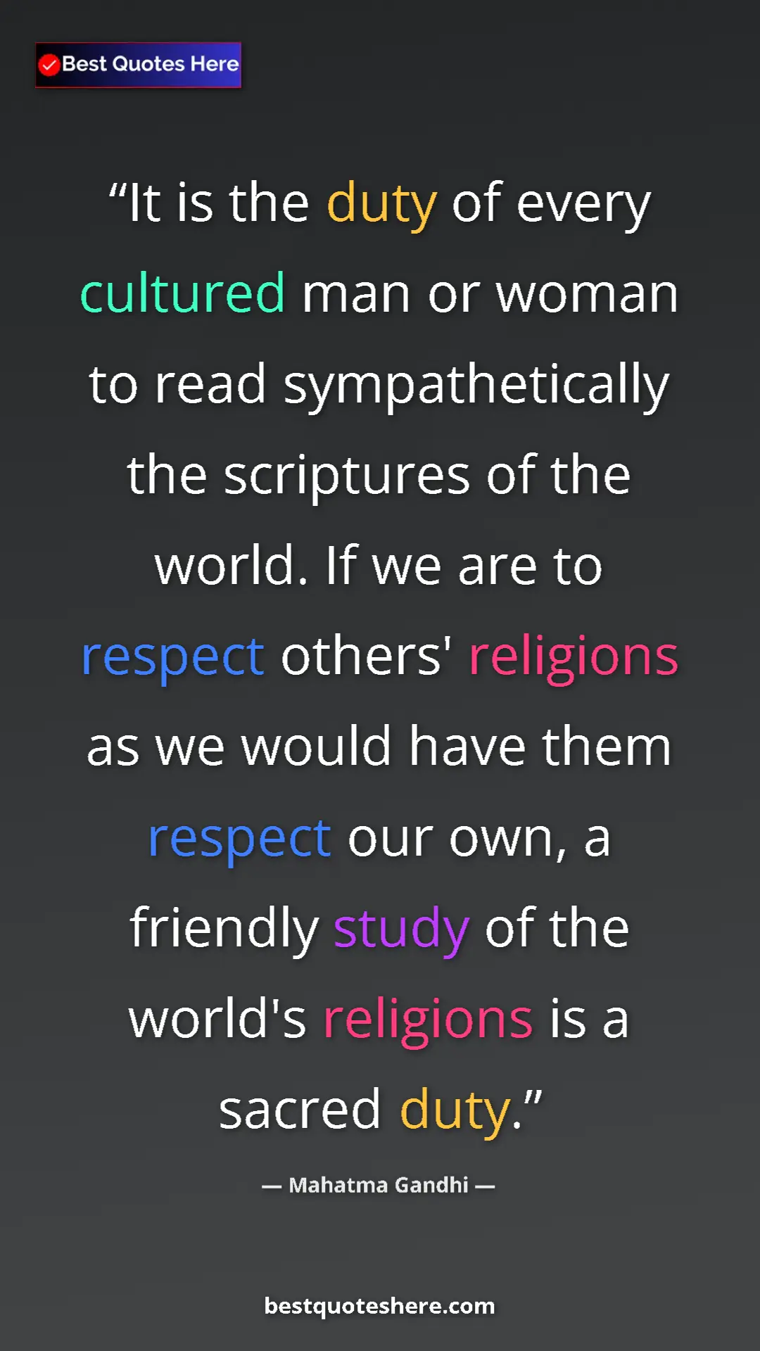 Pinterest quote poster by Mahatma Gandhi: "It is the duty of every cultured man or woman to read..."