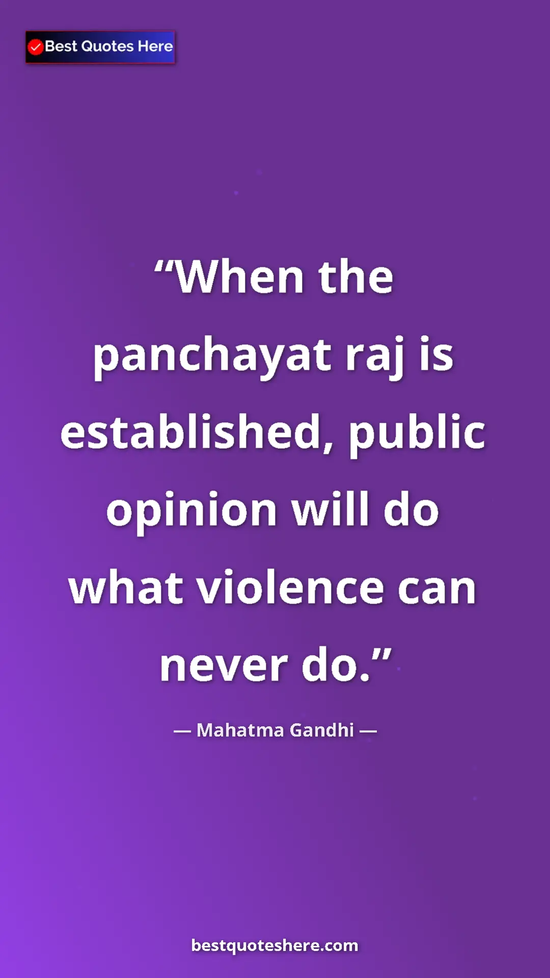 Pinterest quote poster by Mahatma Gandhi: "When the panchayat raj is established, public opinion will..."