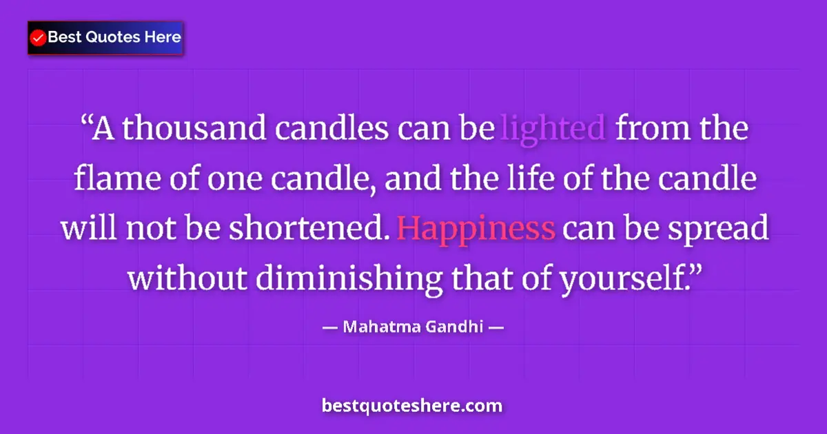 Quote by Mahatma Gandhi: A thousand candles can be lighted from the flame of one candle, and the life of the candle will not ...