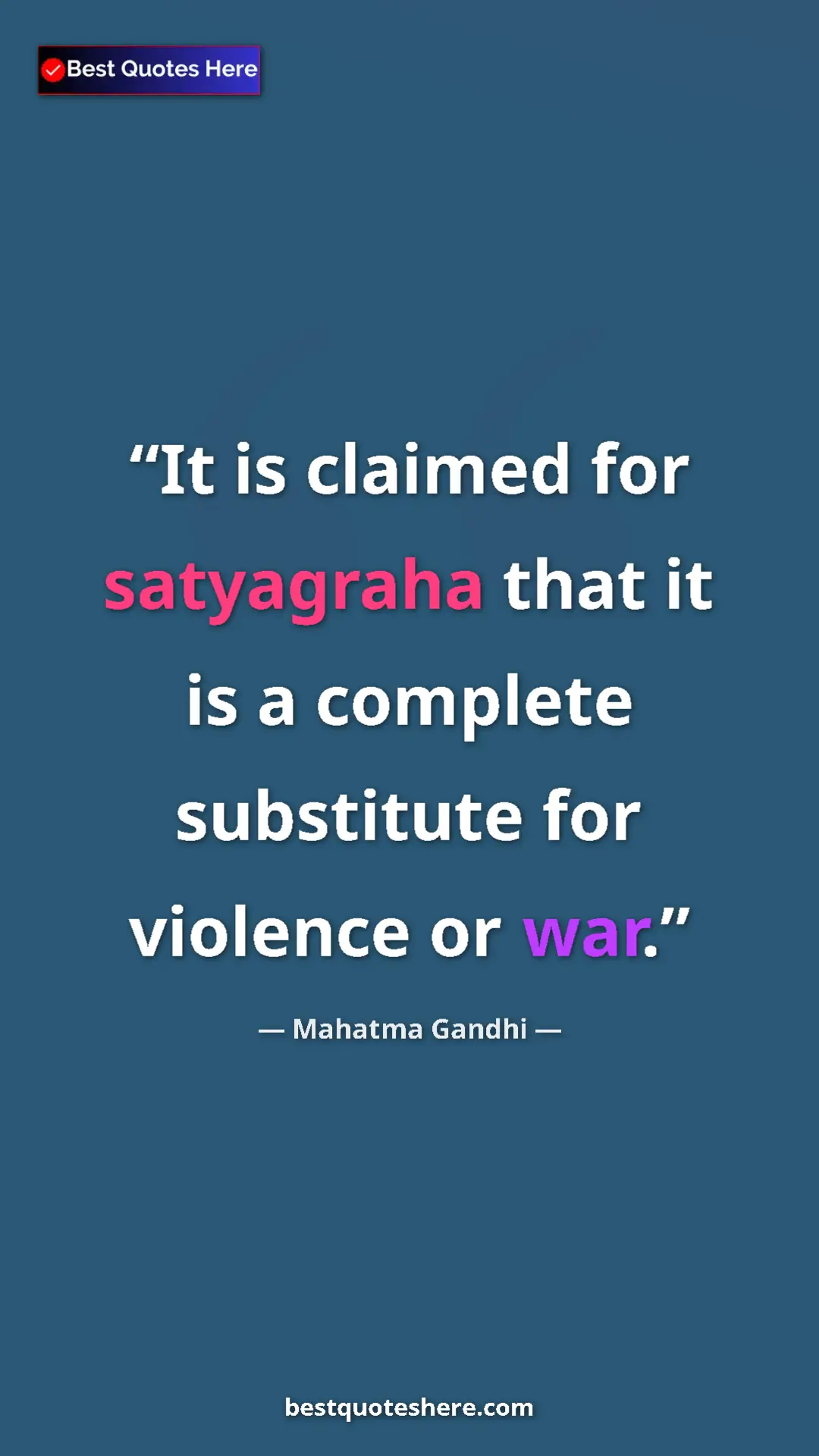 Mahatma Gandhi Quote Card: "It is claimed for satyagraha that it is a complete..." Pinterest quote poster by Mahatma Gandhi: "It is claimed for satyagraha that it is a complete..."