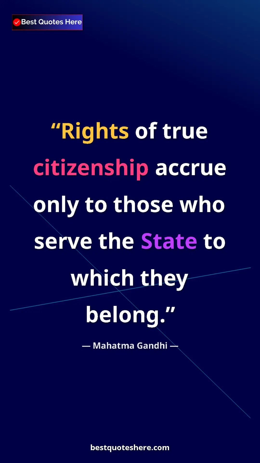 Mahatma Gandhi Quote Card: "Rights of true citizenship accrue only to those who serve..." Pinterest quote poster by Mahatma Gandhi: "Rights of true citizenship accrue only to those who serve..."