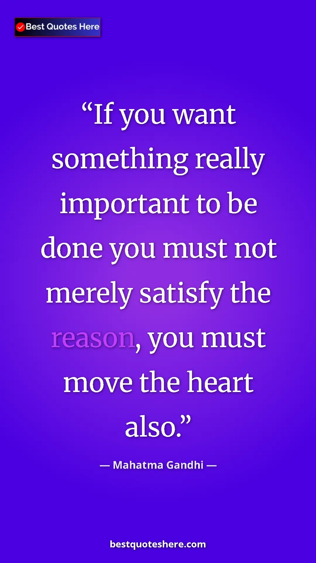 Pinterest quote poster by Mahatma Gandhi: "If you want something really important to be done you must..."