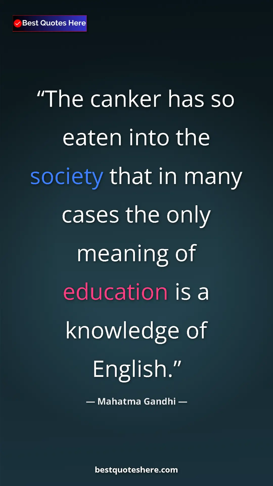 Mahatma Gandhi Quote Card: "The canker has so eaten into the society that in many cases..." Pinterest quote poster by Mahatma Gandhi: "The canker has so eaten into the society that in many cases..."