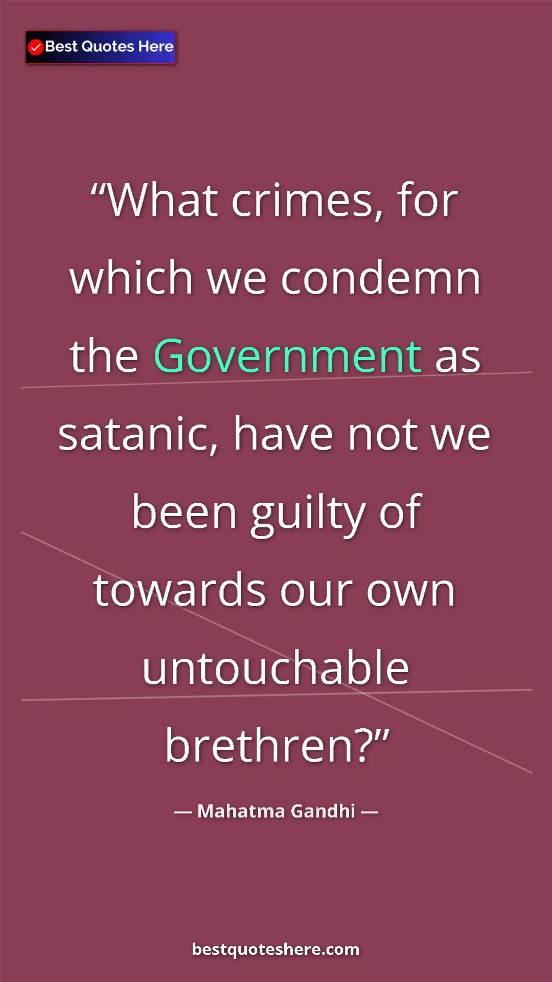 Mahatma Gandhi Quote Card: "What crimes, for which we condemn the Government as..." Pinterest quote poster by Mahatma Gandhi: "What crimes, for which we condemn the Government as..."