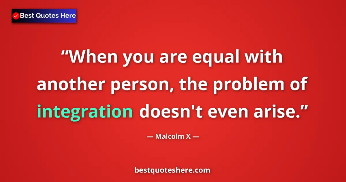 Quote by Malcolm X: When you are equal with another person, the problem of integration doesn't even arise....