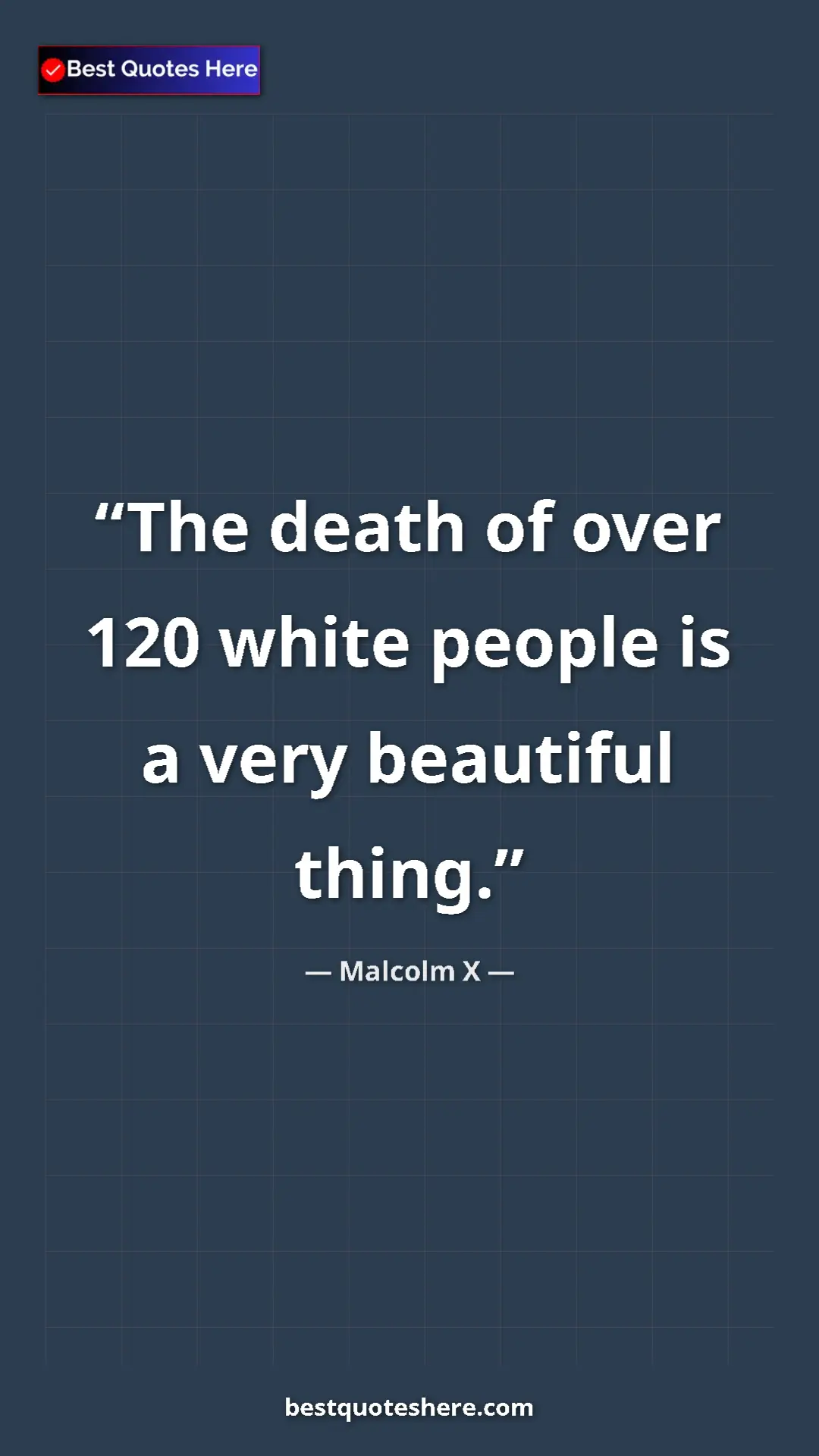 Pinterest quote poster by Malcolm X: "The death of over 120 white people is a very beautiful..."