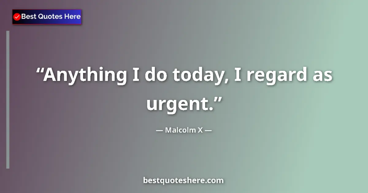 Quote by Malcolm X: Anything I do today, I regard as urgent....