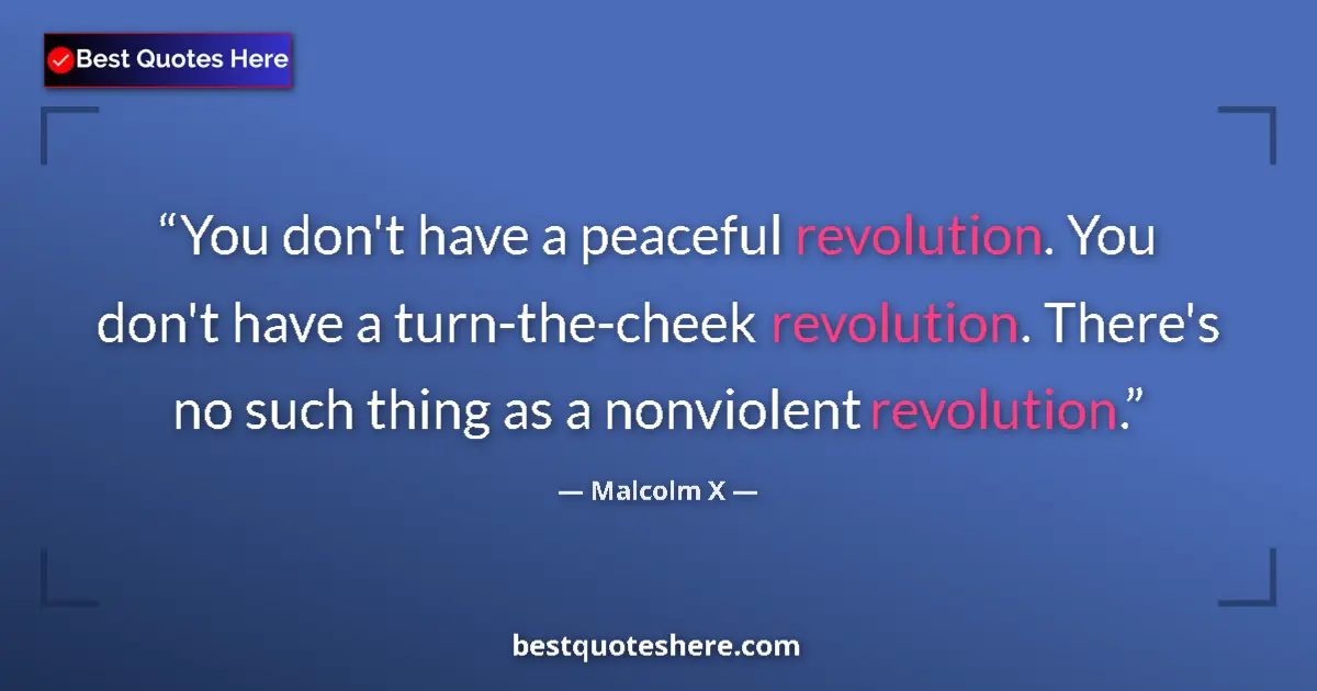Quote by Malcolm X: You don't have a peaceful revolution. You don't have a turn-the-cheek revolution. There's no such th...