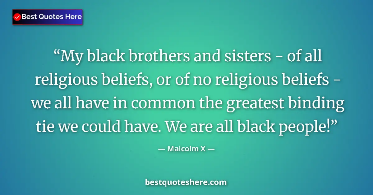 Quote by Malcolm X: My black brothers and sisters - of all religious beliefs, or of no religious beliefs - we all have i...
