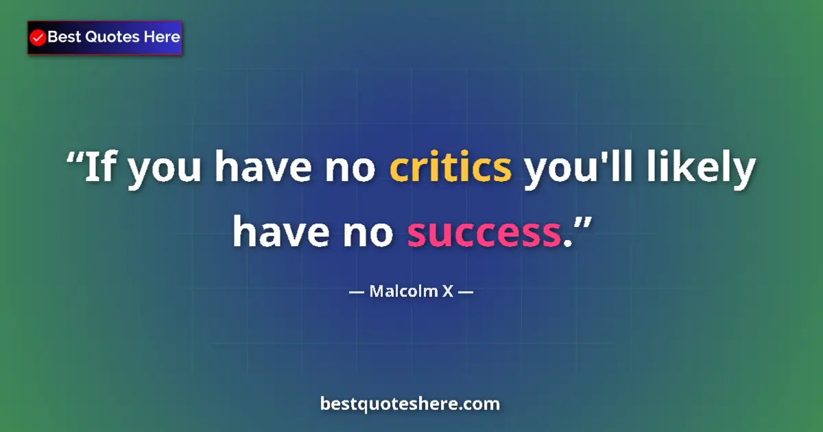 Quote by Malcolm X: If you have no critics you'll likely have no success....