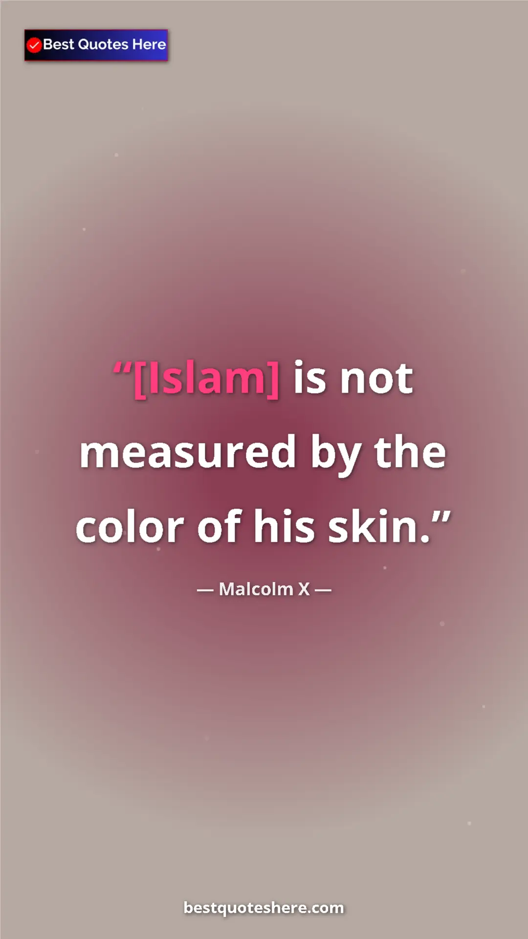 Pinterest quote poster by Malcolm X: "[Islam] is not measured by the color of his skin."