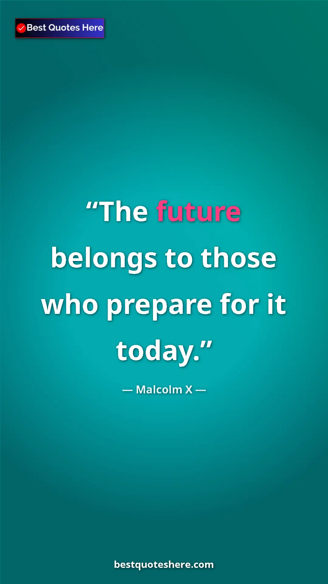 Malcolm X Quote Card: "The future belongs to those who prepare for it today." Pinterest quote poster by Malcolm X: "The future belongs to those who prepare for it today."