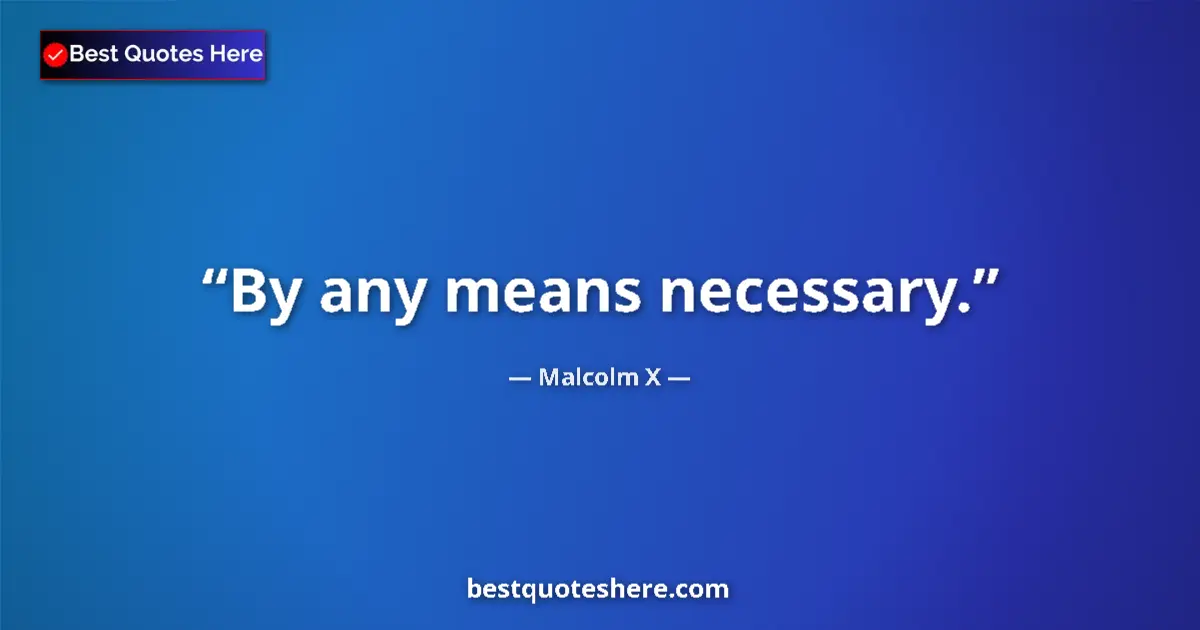 Quote by Malcolm X: By any means necessary....