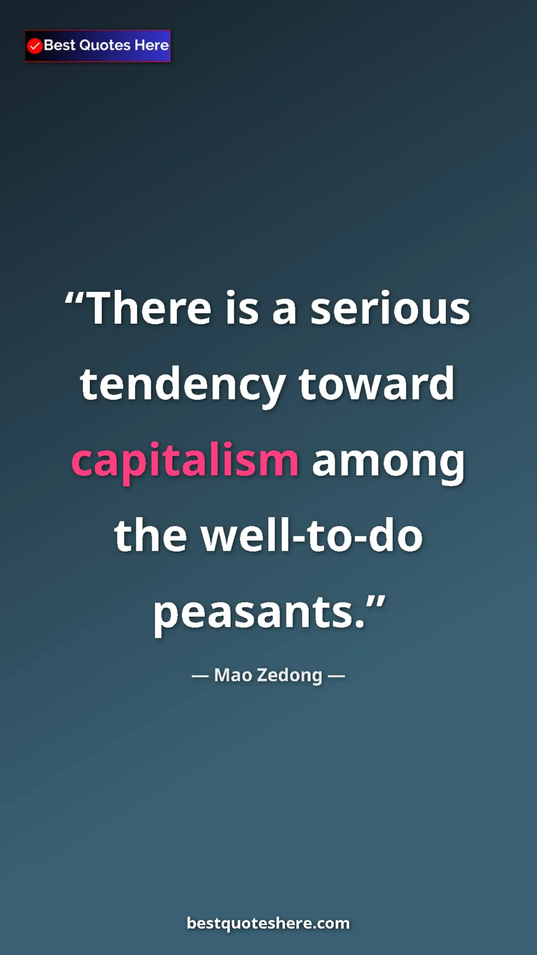 Pinterest quote poster by Mao Zedong: "There is a serious tendency toward capitalism among the..."