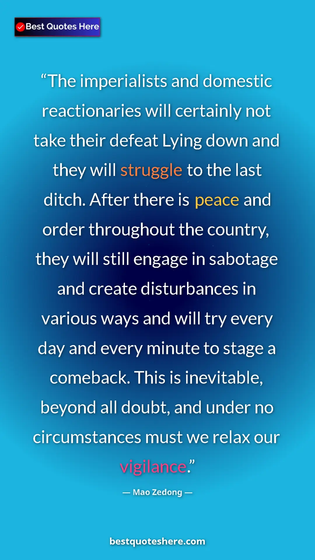Pinterest quote poster by Mao Zedong: "The imperialists and domestic reactionaries will certainly..."