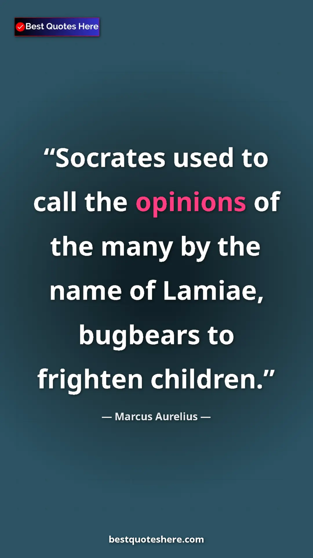 Pinterest quote poster by Marcus Aurelius: "Socrates used to call the opinions of the many by the name..."