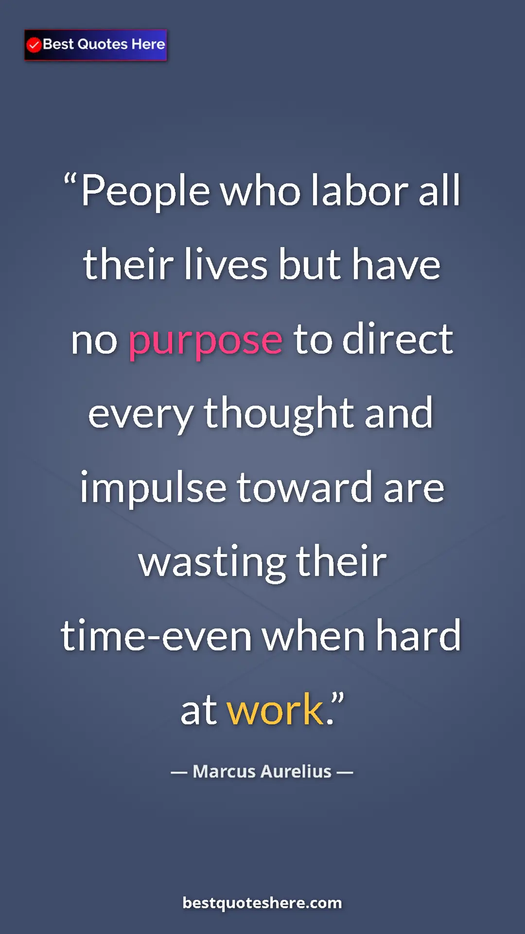 Pinterest quote poster by Marcus Aurelius: "People who labor all their lives but have no purpose to..."