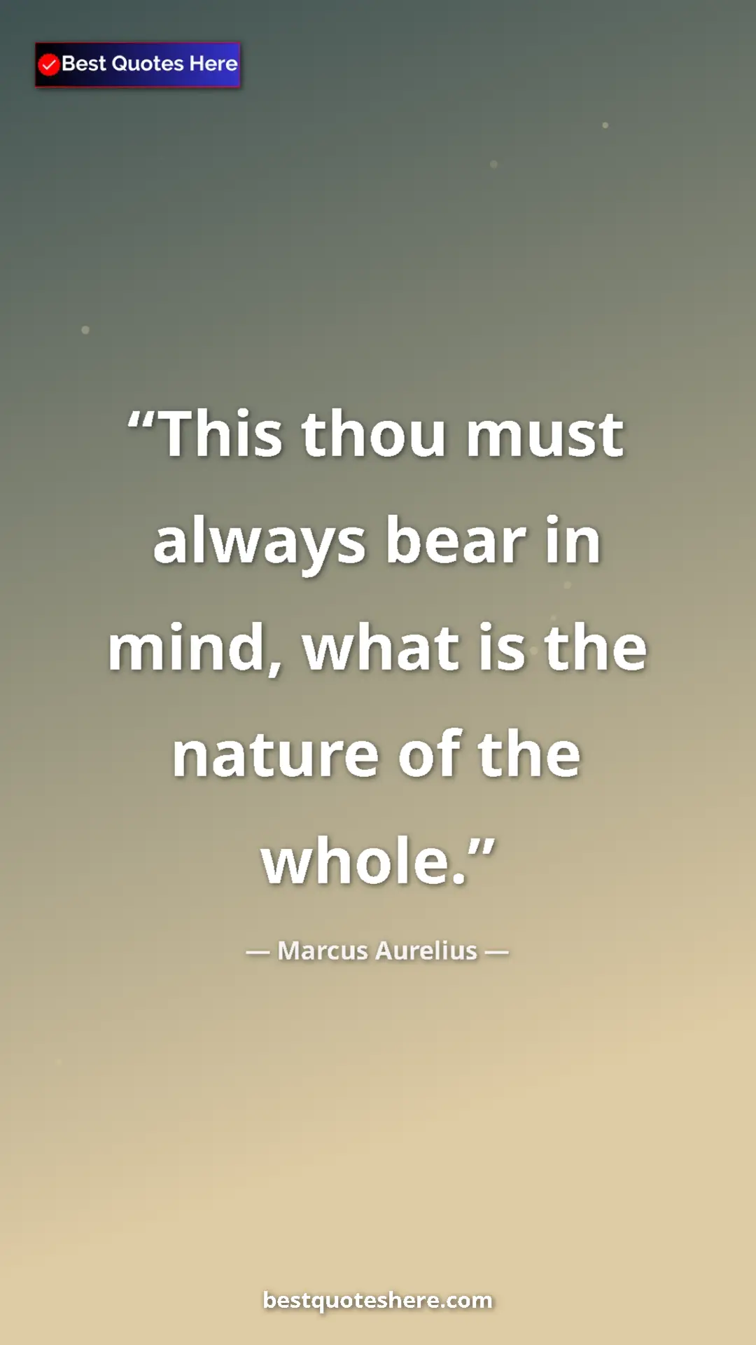 Pinterest quote poster by Marcus Aurelius: "This thou must always bear in mind, what is the nature of..."
