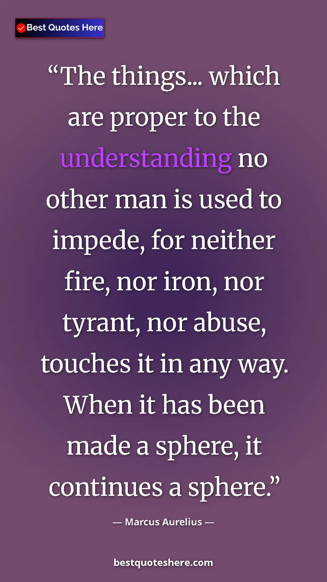 Pinterest quote poster by Marcus Aurelius: "The things... which are proper to the understanding no..."