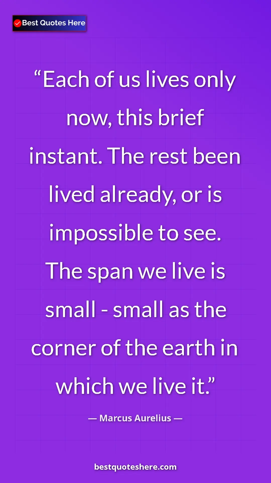 Pinterest quote poster by Marcus Aurelius: "Each of us lives only now, this brief instant. The rest..."