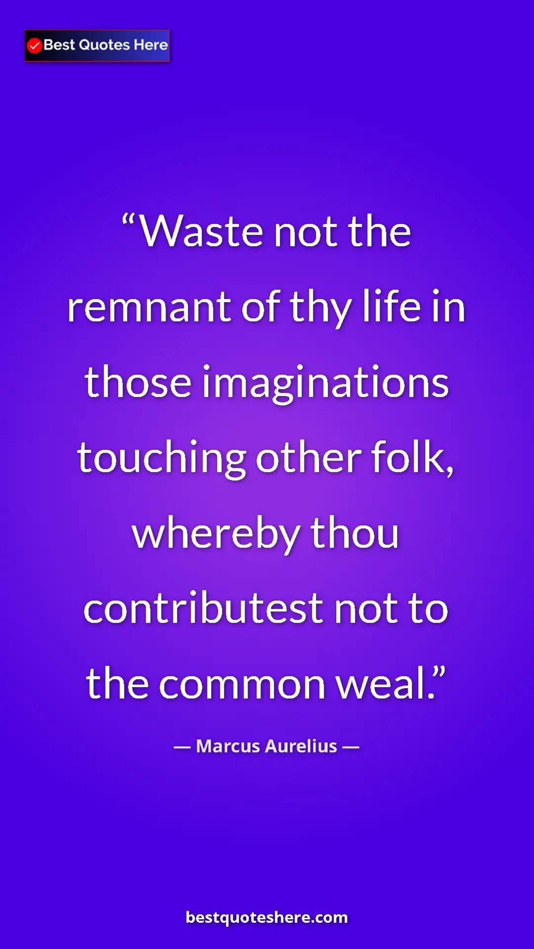 Pinterest quote poster by Marcus Aurelius: "Waste not the remnant of thy life in those imaginations..."