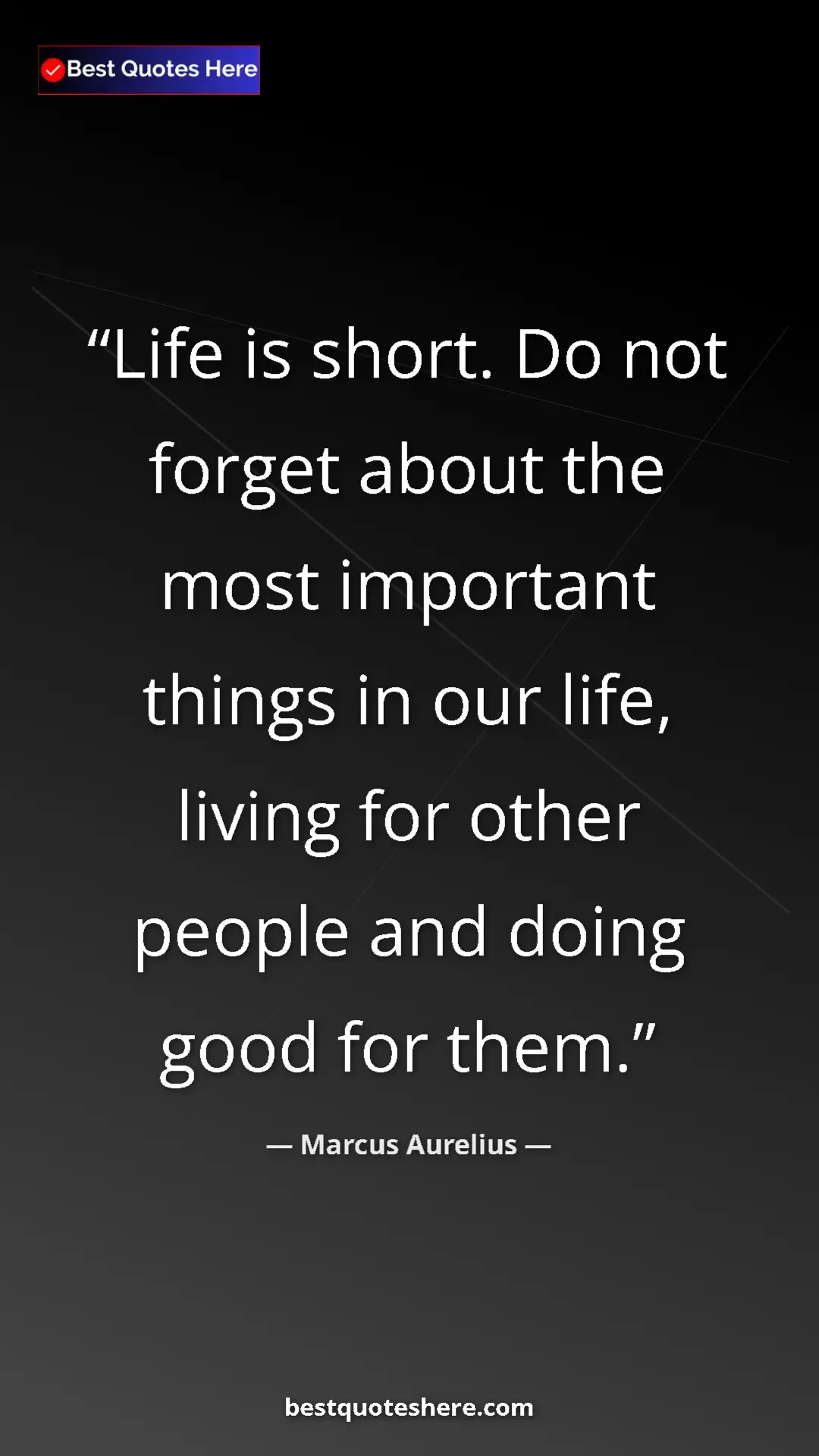 Pinterest quote poster by Marcus Aurelius: "Life is short. Do not forget about the most important..."