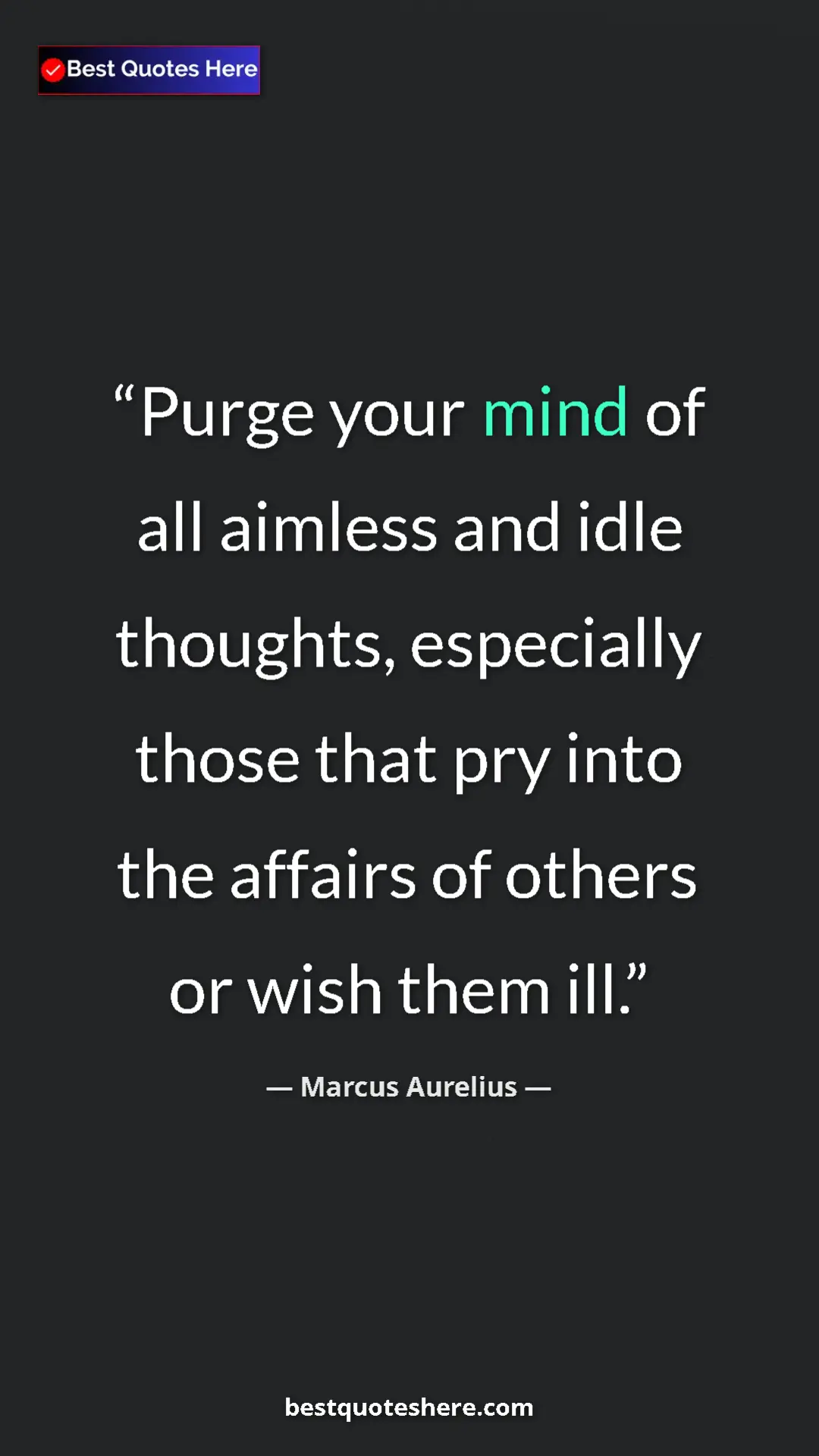 Pinterest quote poster by Marcus Aurelius: "Purge your mind of all aimless and idle thoughts,..."