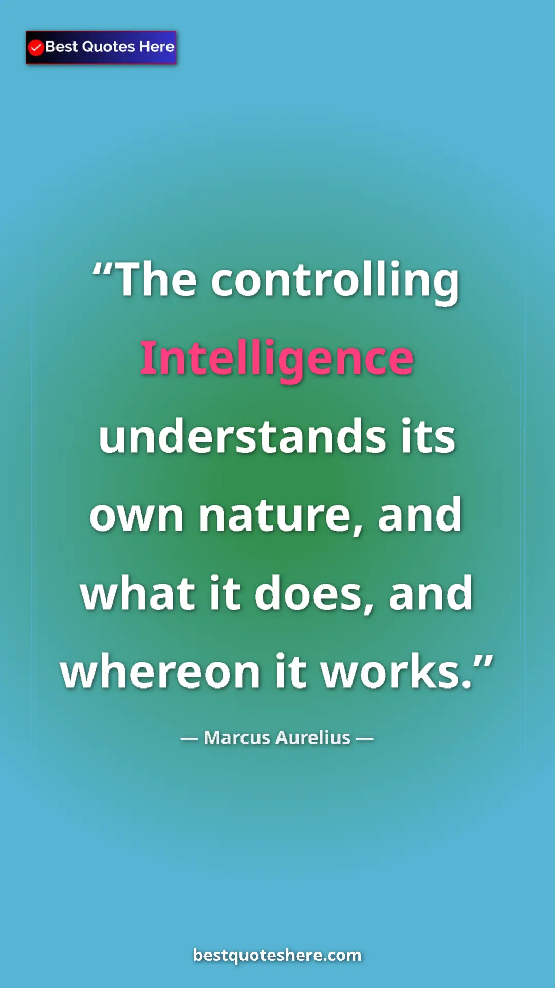 Pinterest quote poster by Marcus Aurelius: "The controlling Intelligence understands its own nature,..."