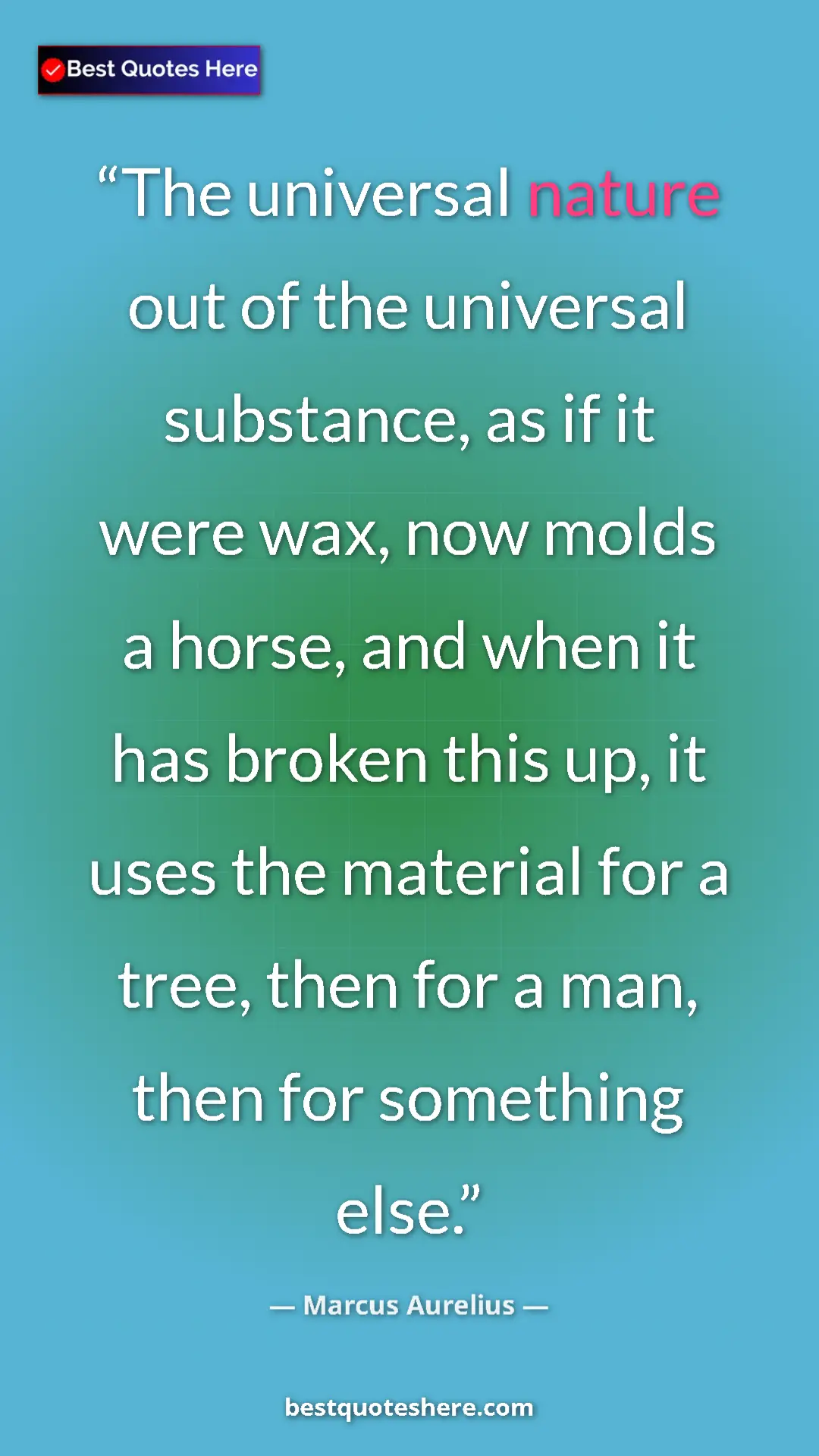 Pinterest quote poster by Marcus Aurelius: "The universal nature out of the universal substance, as if..."