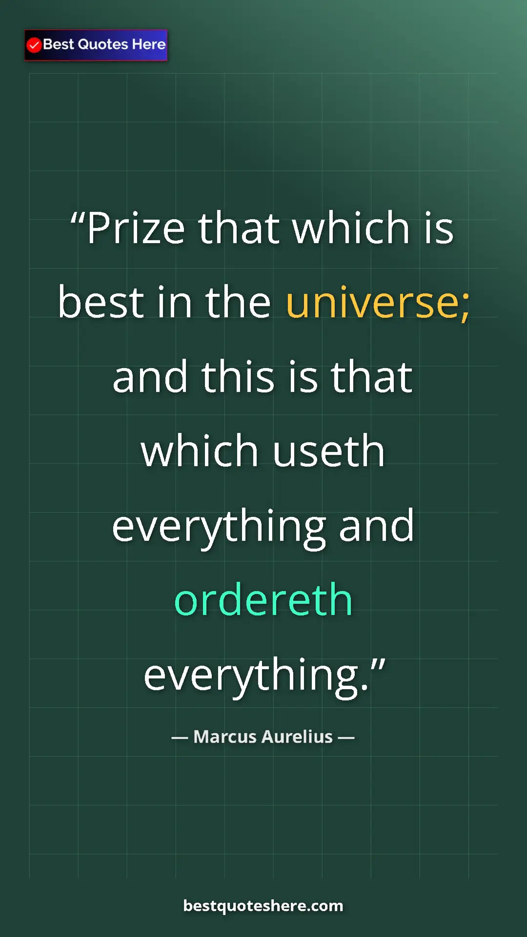 Pinterest quote poster by Marcus Aurelius: "Prize that which is best in the universe; and this is that..."