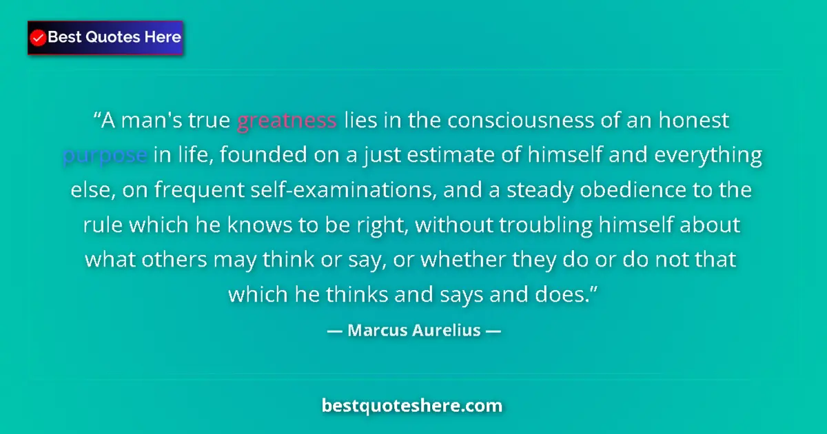 Marcus Aurelius Quote: "A man's true greatness lies in the consciousness of an..." Marcus Aurelius quote: "A man's true greatness lies in the consciousness of an..."