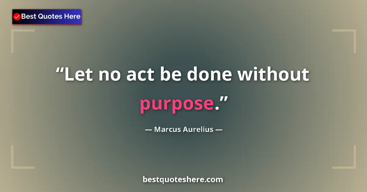 Quote by Marcus Aurelius: Let no act be done without purpose....