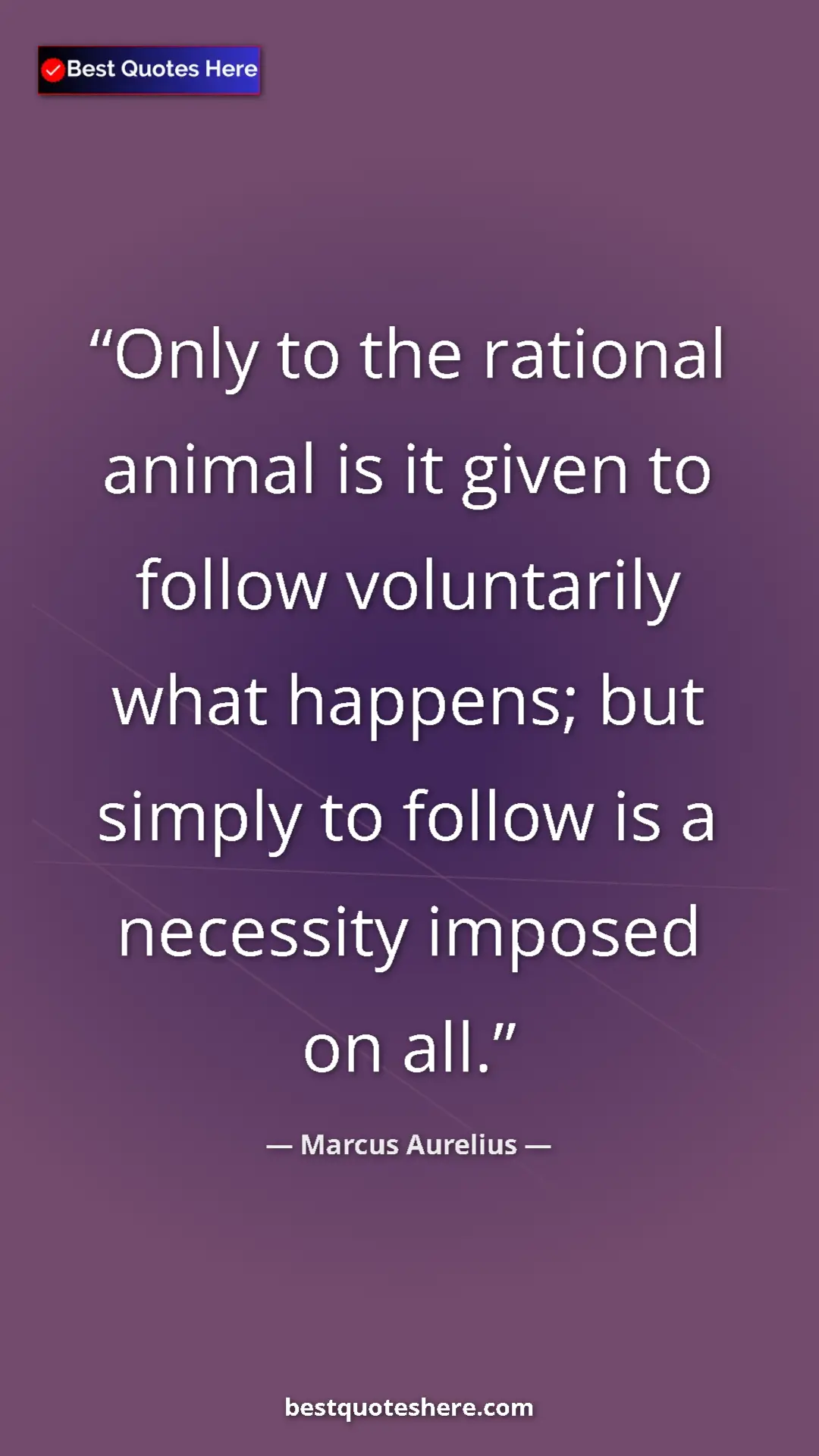 Pinterest quote poster by Marcus Aurelius: "Only to the rational animal is it given to follow..."