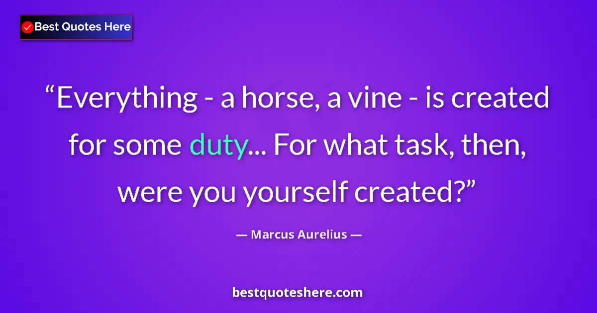 Quote by Marcus Aurelius: Everything - a horse, a vine - is created for some