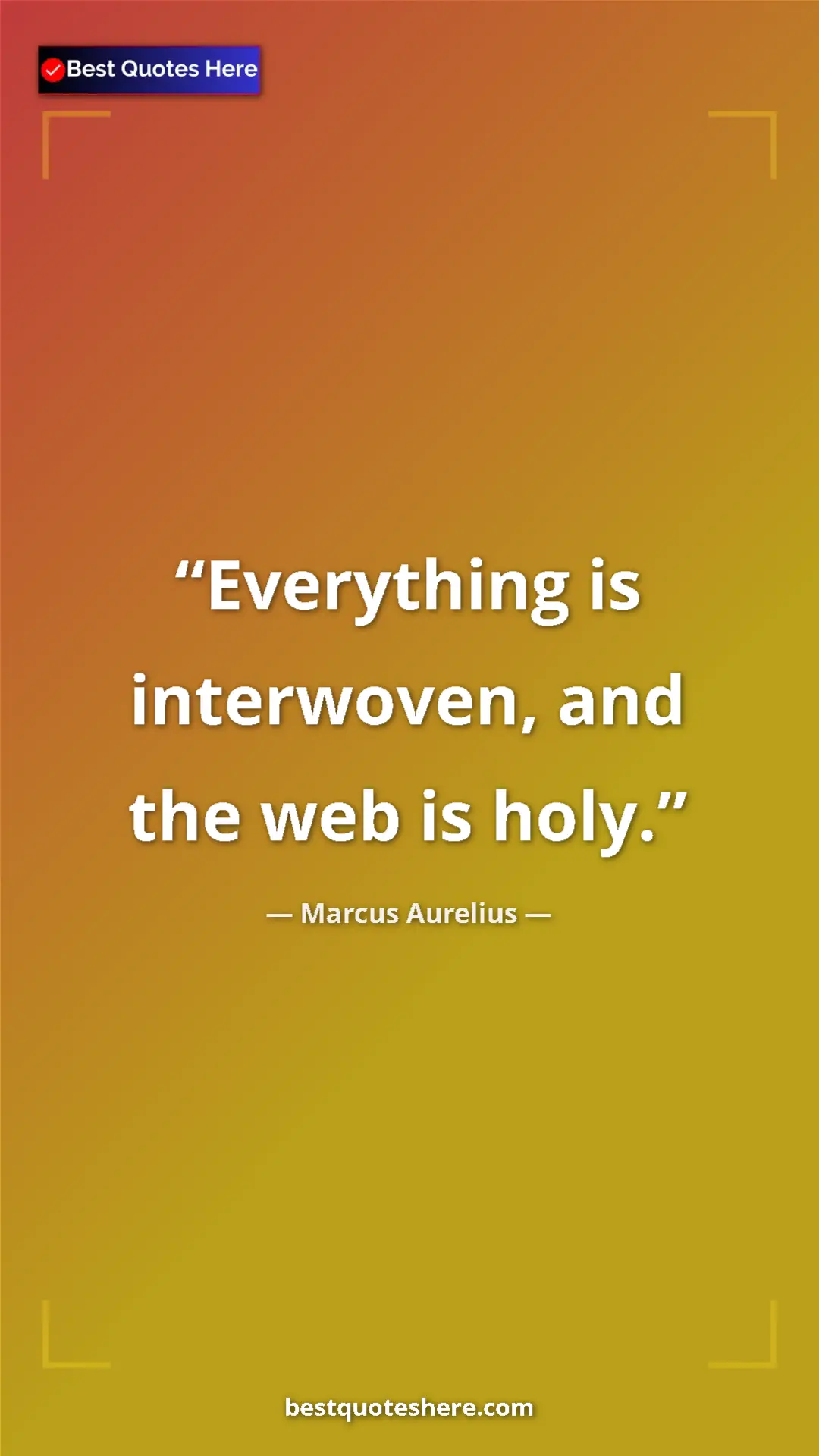 Pinterest quote poster by Marcus Aurelius: "Everything is interwoven, and the web is holy."