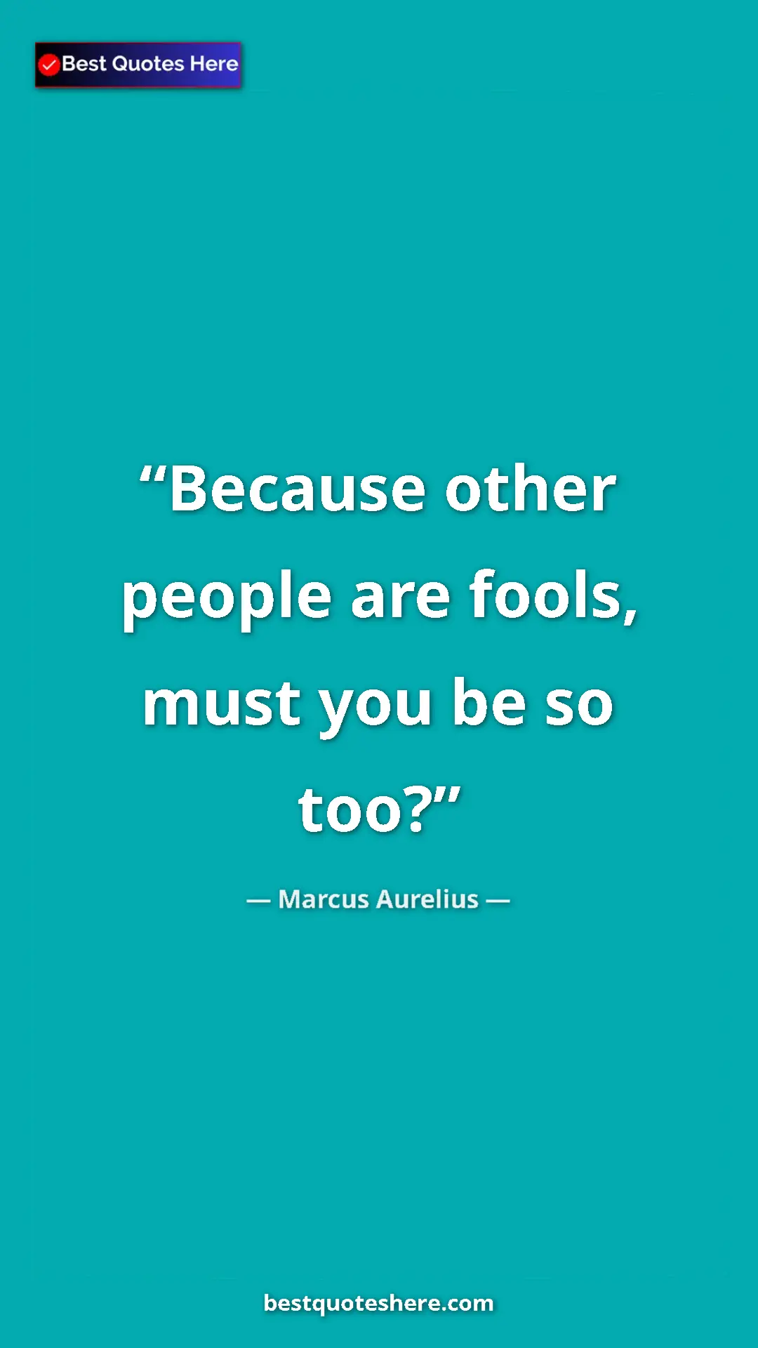 Pinterest quote poster by Marcus Aurelius: "Because other people are fools, must you be so too?"