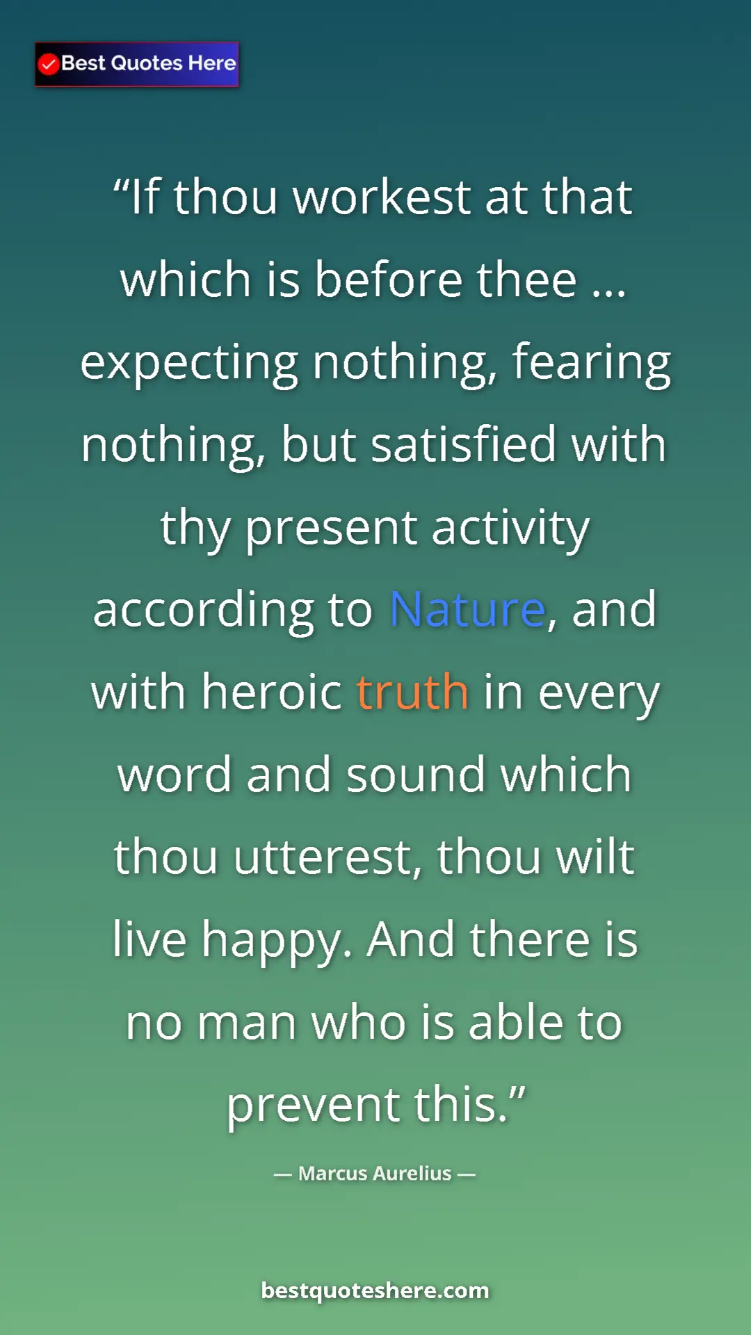 Marcus Aurelius Quote Card: "If thou workest at that which is before thee ... expecting..." Pinterest quote poster by Marcus Aurelius: "If thou workest at that which is before thee ... expecting..."