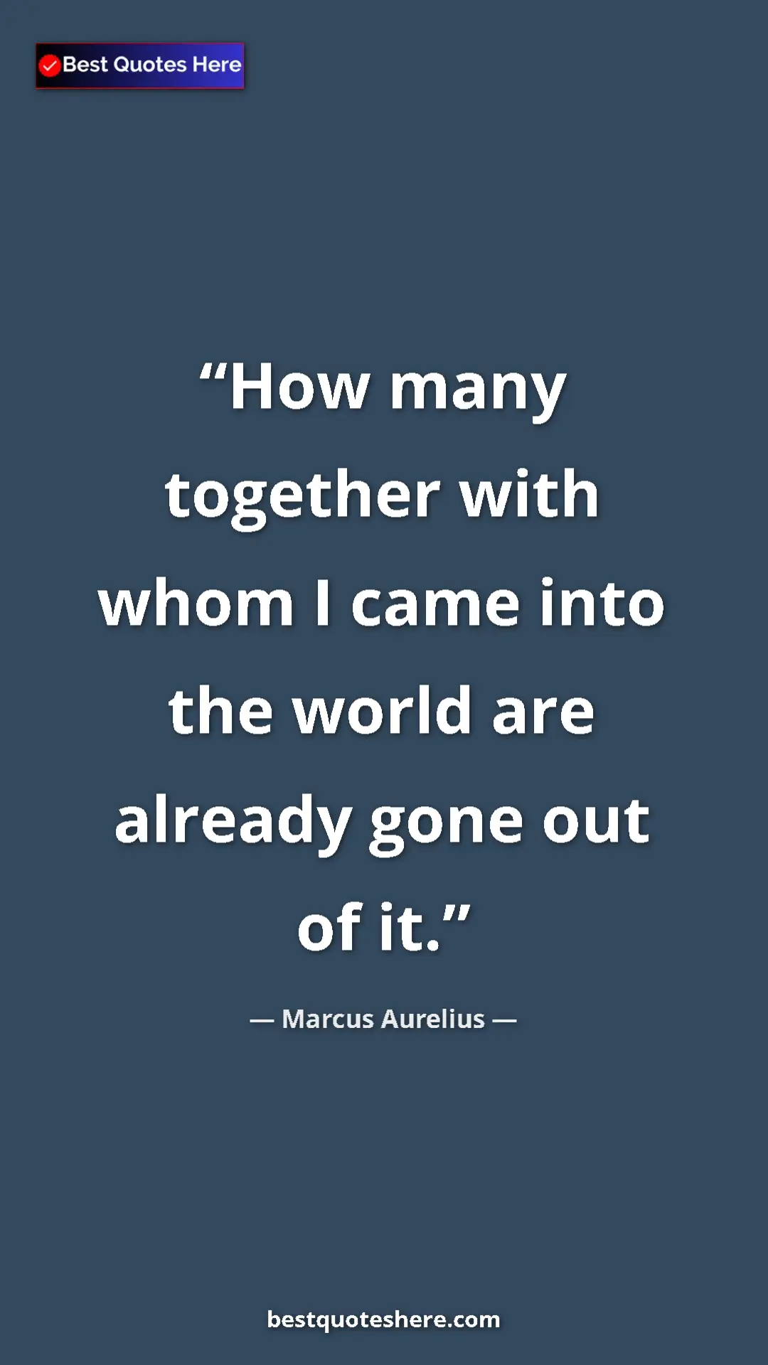 Pinterest quote poster by Marcus Aurelius: "How many together with whom I came into the world are..."