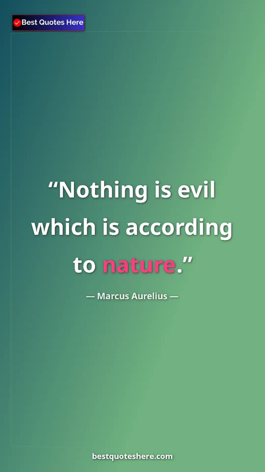 Pinterest quote poster by Marcus Aurelius: "Nothing is evil which is according to nature."