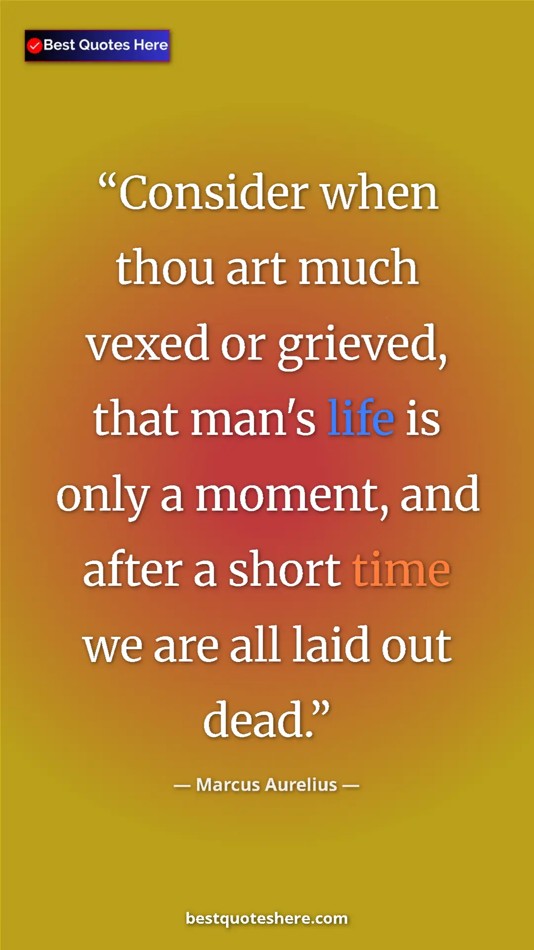 Pinterest quote poster by Marcus Aurelius: "Consider when thou art much vexed or grieved, that man's..."