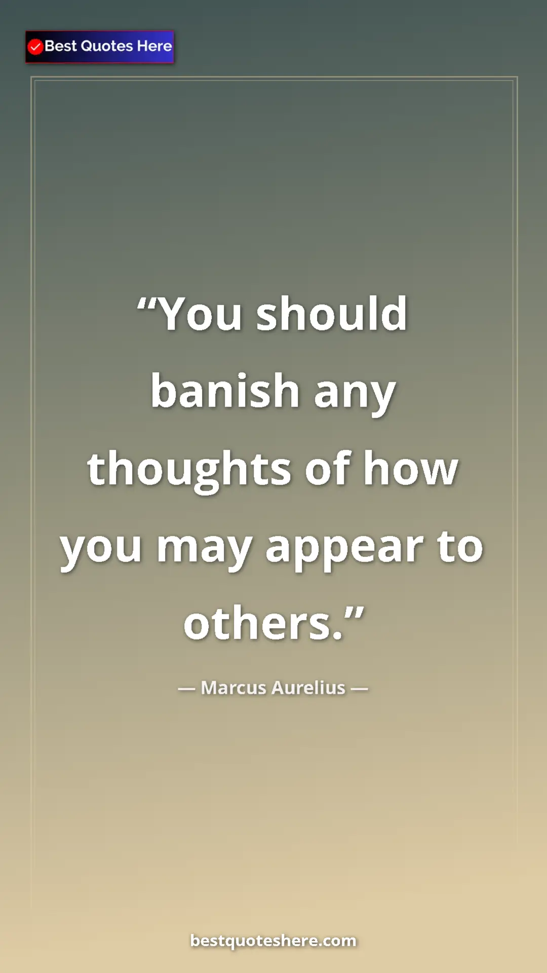 Pinterest quote poster by Marcus Aurelius: "You should banish any thoughts of how you may appear to..."